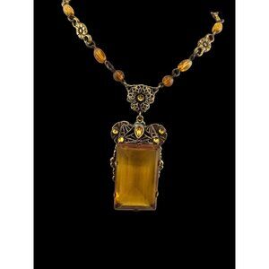 Vintage Art Deco Czech Faceted Glass Spectacular Necklace (A9278)